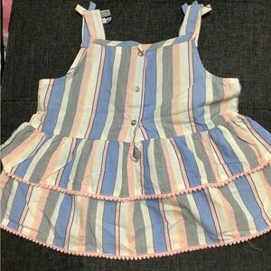 Striped Sleeveless Top with Button Front